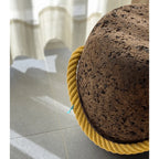Sculptural Coffee Cork Stool and Natural Cork Side Table with Rope Handle