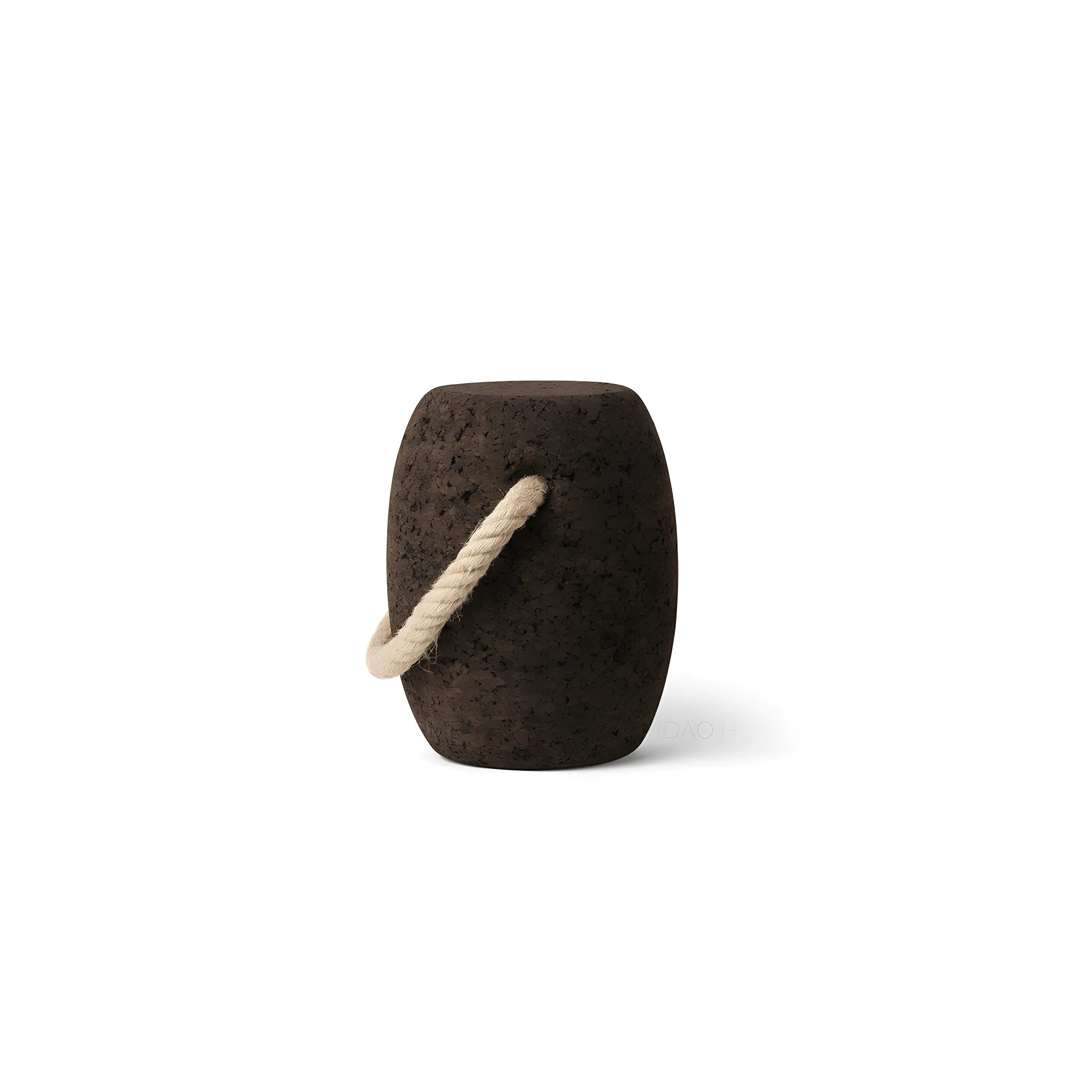 Sculptural Coffee Cork Stool and Natural Cork Side Table with Rope Handle