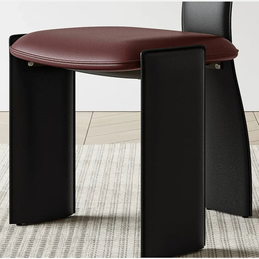 Sculptural Color-Block Dining Chair Series with Padded Leather Comfort