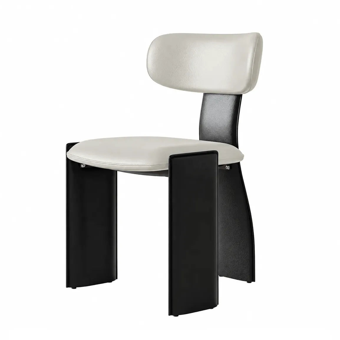 Sculptural Color-Block Dining Chair Series with Padded Leather Comfort