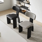 Sculptural Color-Block Dining Chair Series with Padded Leather Comfort
