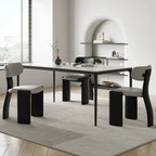 Sculptural Color-Block Dining Chair Series with Padded Leather Comfort