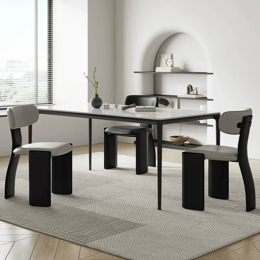 Sculptural Color-Block Dining Chair Series with Padded Leather Comfort