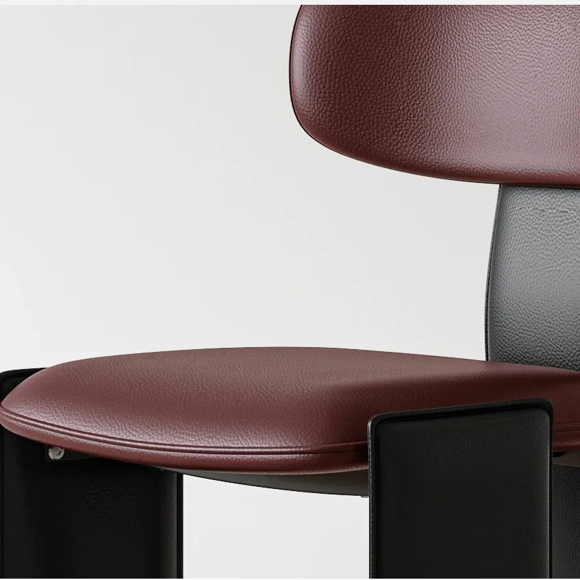 Sculptural Color-Block Dining Chair Series with Padded Leather Comfort