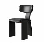 Sculptural Color-Block Dining Chair Series with Padded Leather Comfort