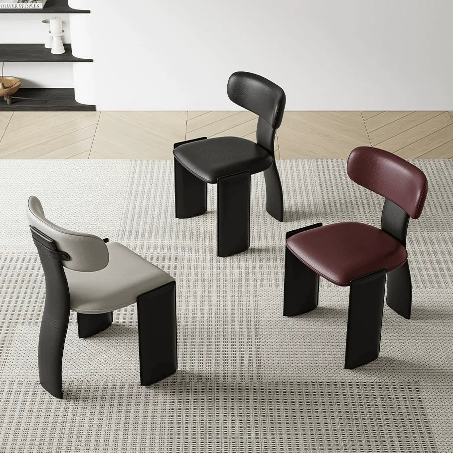 Sculptural Color-Block Dining Chair Series with Padded Leather Comfort Secondary image