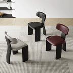 Sculptural Color-Block Dining Chair Series with Padded Leather Comfort