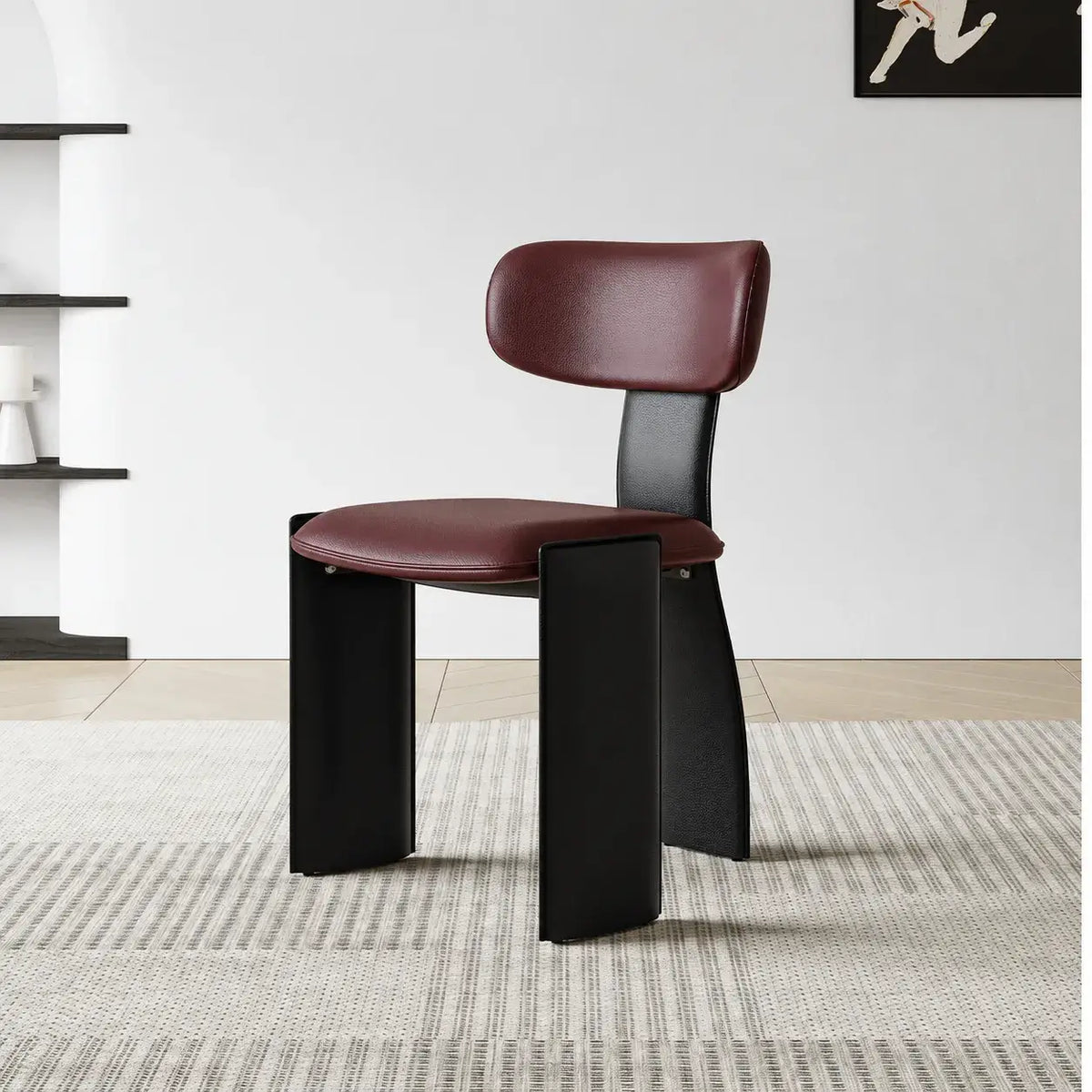 Sculptural Color-Block Dining Chair Series with Padded Leather Comfort Main Product Image Main image