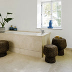 Sculptural Cork Stool and Cork Side Table Series in Wabi-Sabi Brown