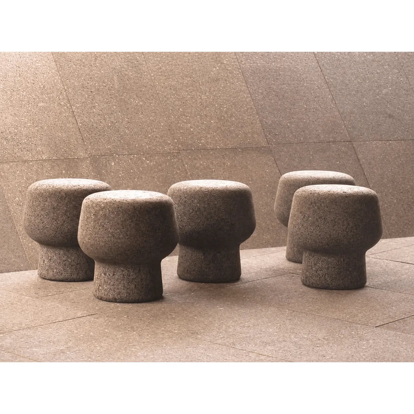 Sculptural Cork Stool and Cork Side Table Series in Wabi-Sabi Brown