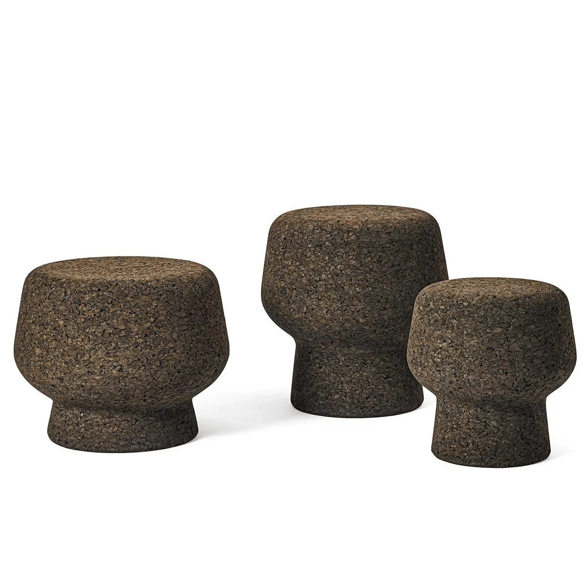 Sculptural Cork Stool and Cork Side Table Series in Wabi-Sabi Brown Main Product Image