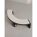 Sculptural Crescent Bench in Black and Cream, Retro Luxe Accent Seating
