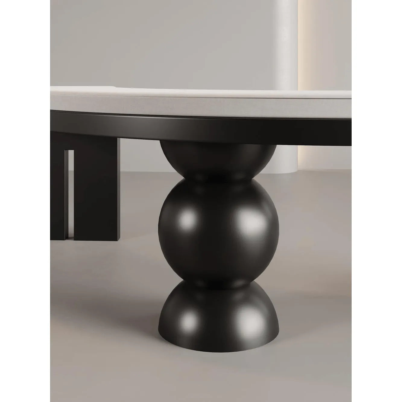 Sculptural Crescent Bench in Black and Cream, Retro Luxe Accent Seating