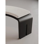 Sculptural Crescent Bench in Black and Cream, Retro Luxe Accent Seating