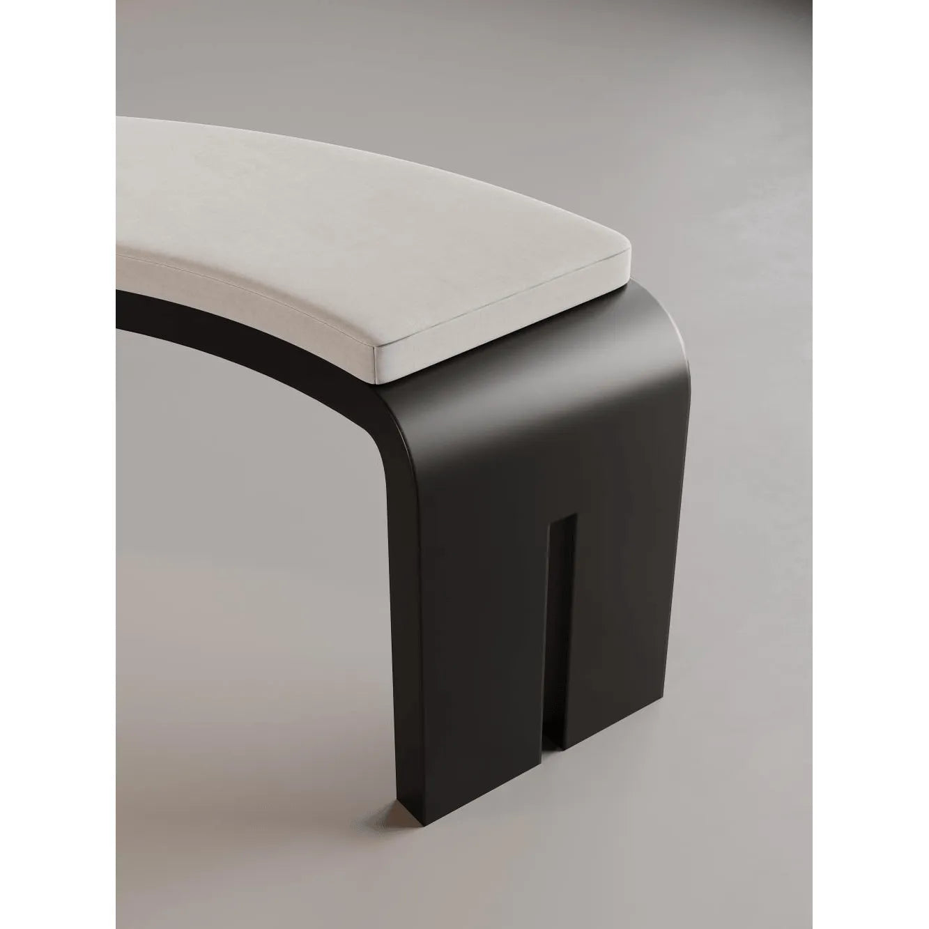 Sculptural Crescent Bench in Black and Cream, Retro Luxe Accent Seating