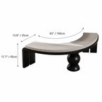 Sculptural Crescent Bench in Black and Cream, Retro Luxe Accent Seating Dimensions