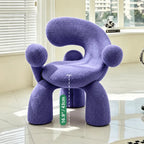 Sculptural Curved Accent Chair with Plush Texture and Bold Colors