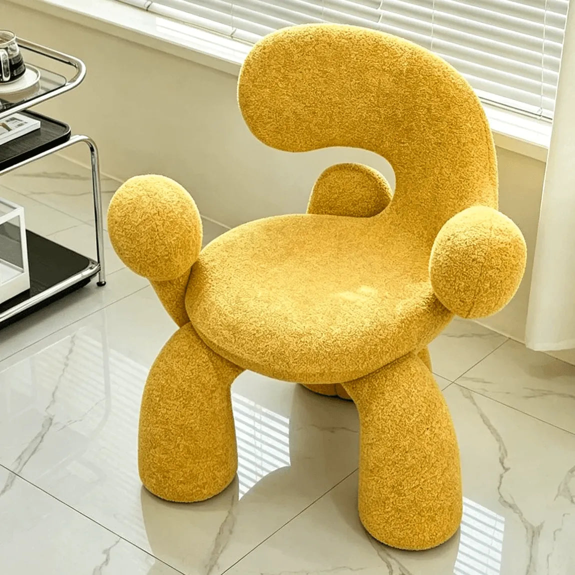 Sculptural Curved Accent Chair with Plush Texture and Bold Colors Main Product Image