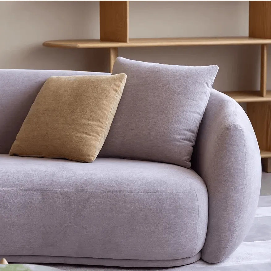 Sculptural Curved Chenille Sofa for Soft French Minimalist Living