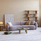 Sculptural Curved Chenille Sofa for Soft French Minimalist Living