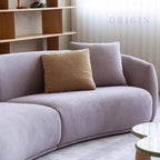 Sculptural Curved Chenille Sofa for Soft French Minimalist Living