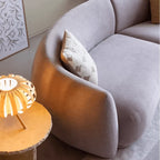 Sculptural Curved Chenille Sofa for Soft French Minimalist Living