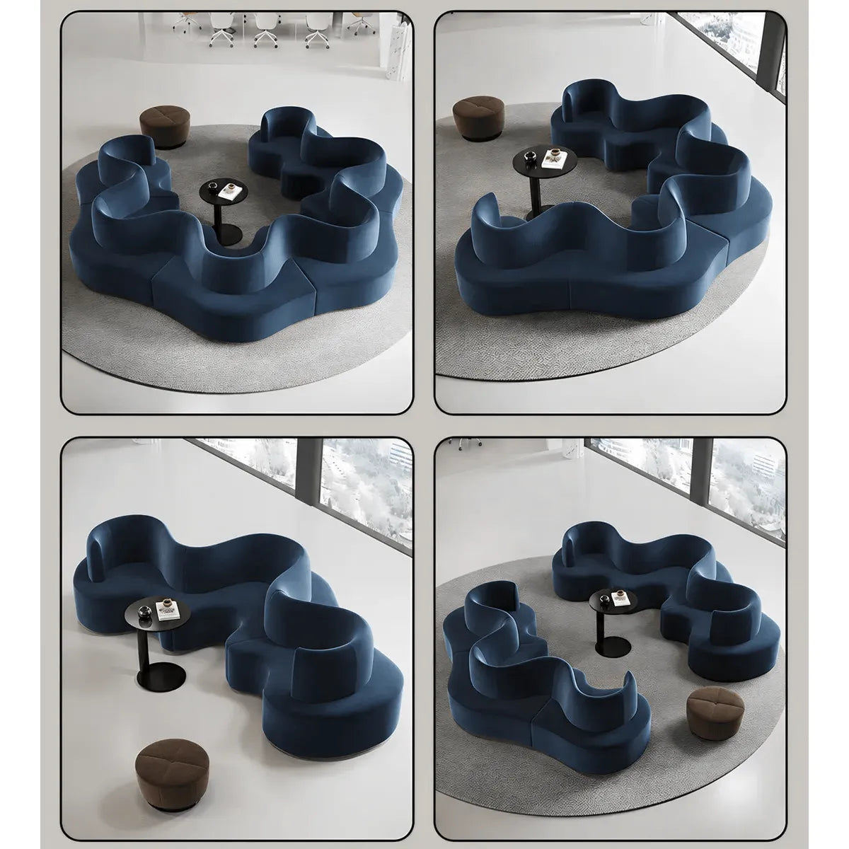 Sculptural Curved Modular Sofa for Lounge Reception and Office Collaboration