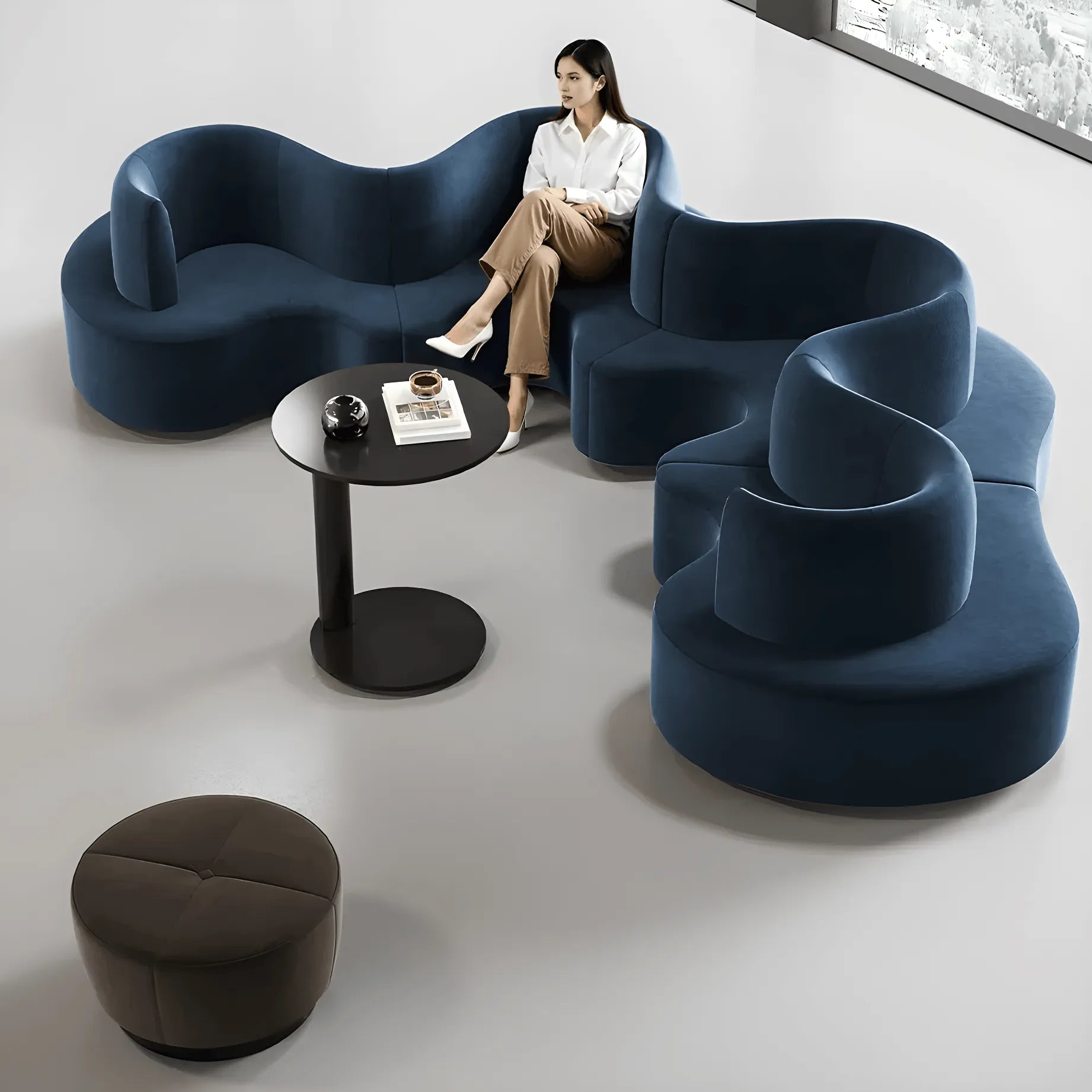 Sculptural Curved Modular Sofa for Lounge Reception and Office Collaboration