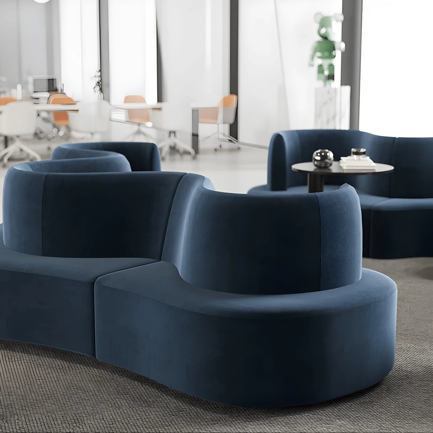 Sculptural Curved Modular Sofa for Lounge Reception and Office Collaboration