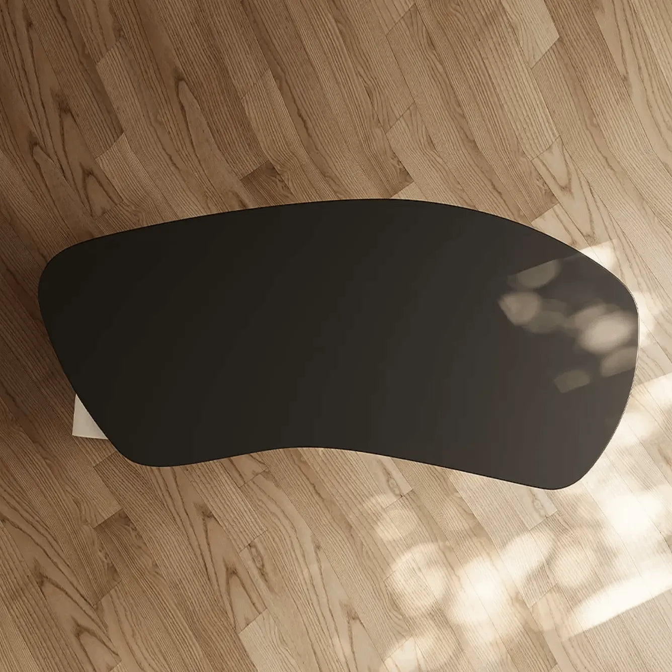 طقم مكتب منحني نحتي وكرسي جلدي مع تخزين Secondary image