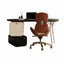 Sculptural Curved Office Desk and Leather Chair Set With Storage