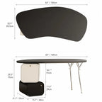 Sculptural Curved Office Desk and Leather Chair Set With Storage Dimensions