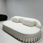 Sculptural Curved Ruffle Skirt Sofa With Wraparound Back and Low Profile