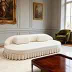 Sculptural Curved Ruffle Skirt Sofa With Wraparound Back and Low Profile Main Product Image
