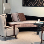 Sculptural Curved Sofa in Smoky Pink and Black for Statement Living