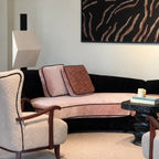 Sculptural Curved Sofa in Smoky Pink and Black for Statement Living