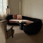 Sculptural Curved Sofa in Smoky Pink and Black for Statement Living