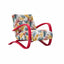Sculptural Curved Wood Accent Chair in Vintage Tropical Jacquard