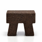 Sculptural Dark Cork Chair and Cork Stool Series with Rounded Forms