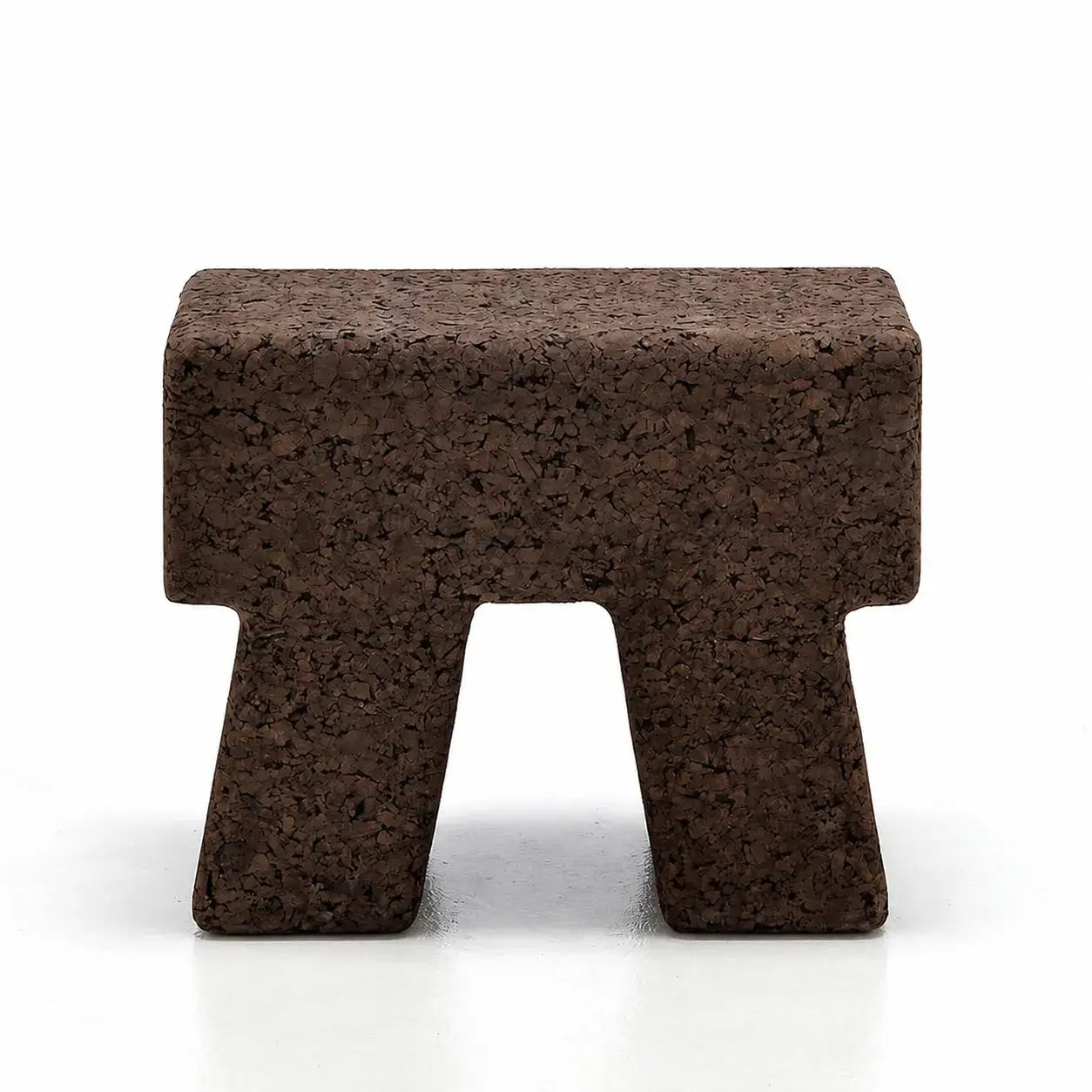 Sculptural Dark Cork Chair and Cork Stool Series with Rounded Forms