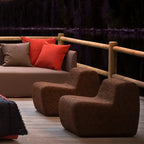 Sculptural Dark Cork Chair and Cork Stool Series with Rounded Forms