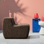Sculptural Dark Cork Chair and Cork Stool Series with Rounded Forms