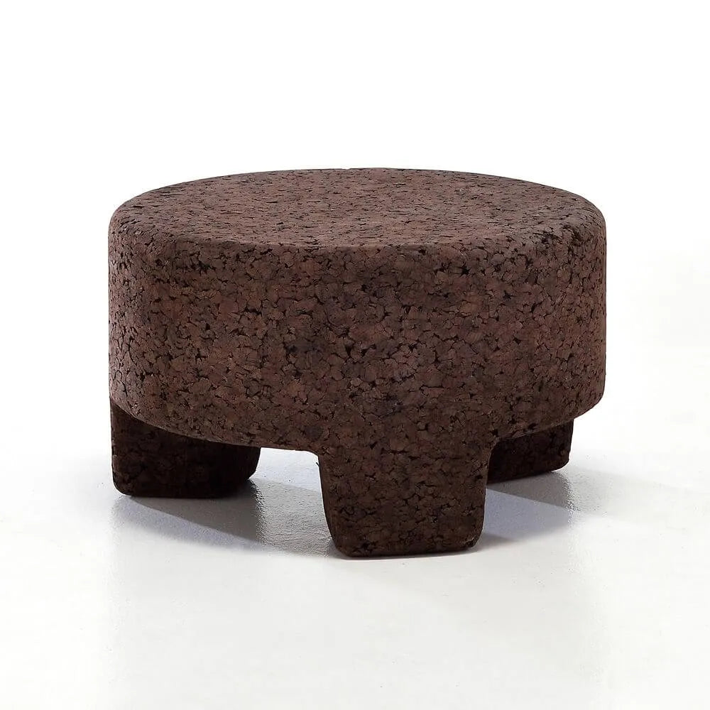 Sculptural Dark Cork Chair and Cork Stool Series with Rounded Forms