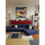 Sculptural Deep Blue Modular Chaise Lounge for Artistic Lounge Living