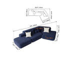 Sculptural Deep Blue Modular Chaise Lounge for Artistic Lounge Living Dimensions