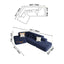 Sculptural Deep Blue Modular Chaise Lounge for Artistic Lounge Living Dimensions