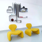 Sculptural Djinn Chair in Plush Upholstery for Gallery Lounge Spaces