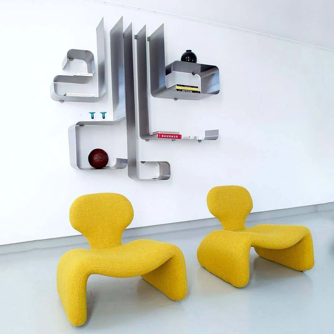Sculptural Djinn Chair in Plush Upholstery for Gallery Lounge Spaces
