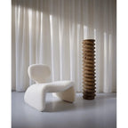 Sculptural Djinn Chair in Plush Upholstery for Gallery Lounge Spaces