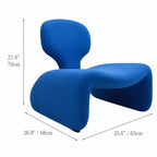 Sculptural Djinn Chair in Plush Upholstery for Gallery Lounge Spaces Dimensions